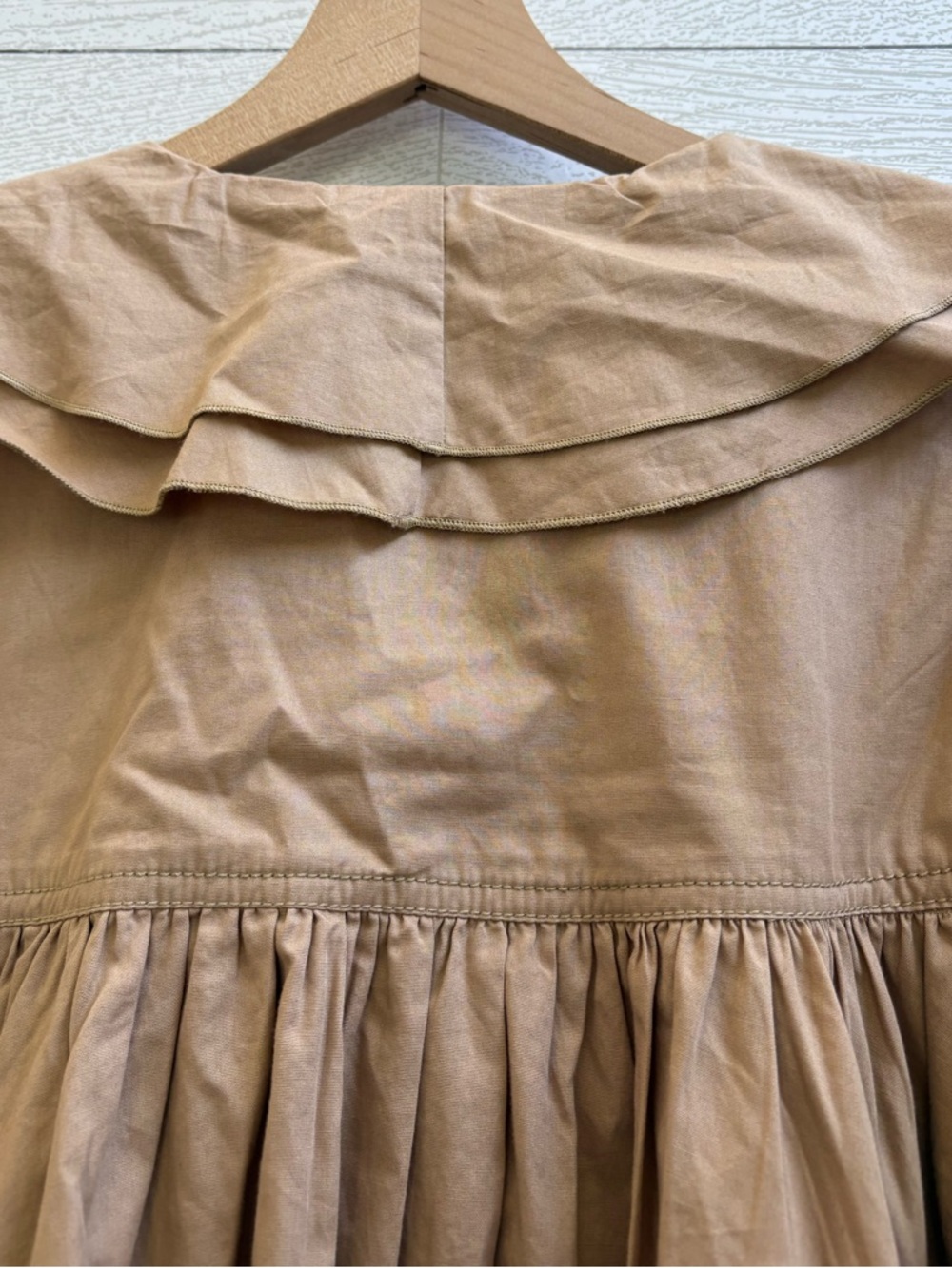 Pilcro Bow-Front Tunic Cotton Mini Dress Khaki/Tan Size M - Picture 9 of 12